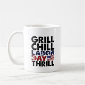 アメリカGrill Chill Labor DayスリルBBQパーティー コーヒーマグカップ (左)