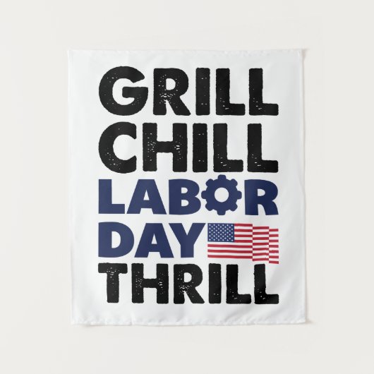 アメリカGrill Chill Labor DayスリルBBQパーティー タペストリー (正面)
