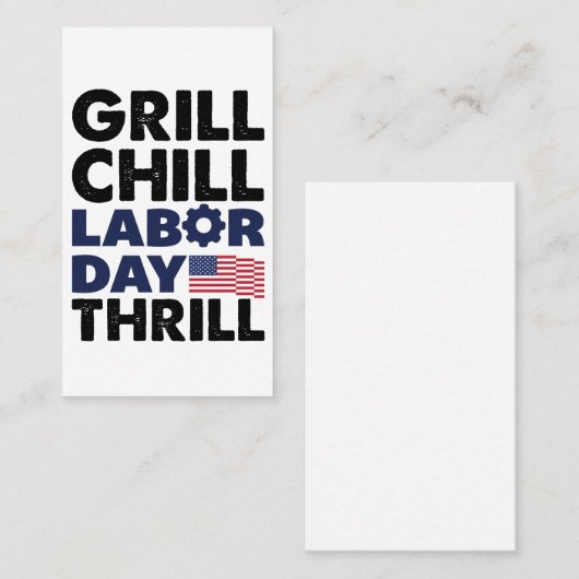 アメリカGrill Chill Labor DayスリルBBQパーティー 名刺 (正面/裏面)