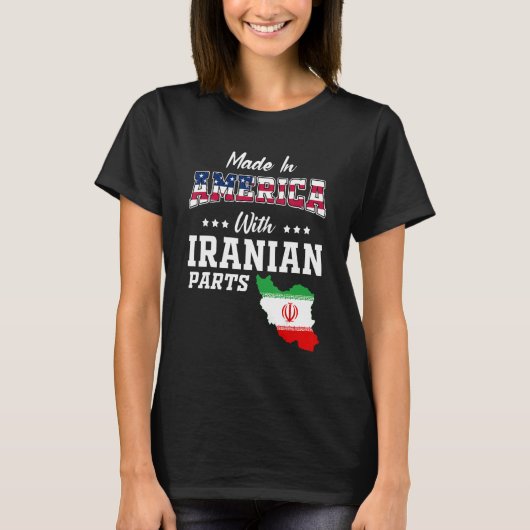 アメリカIranian Partsイランの地図アメリカ国旗の祖先 Tシャツ (正面)