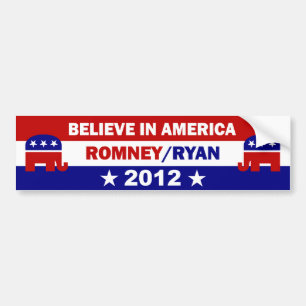 アメリカRomneyライアンで信じて下さい バンパーステッカー