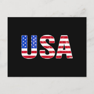 アメリカTシャツ愛国的なアメリカ国旗の男性女性の子供 ポストカード