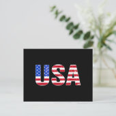 アメリカTシャツ愛国的なアメリカ国旗の男性女性の子供 ポストカード (スタンド正面)