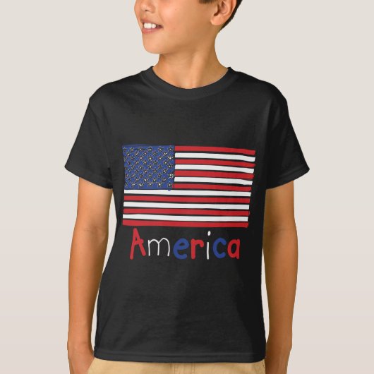 アメリカUSAキッズ国旗 Tシャツ (正面)