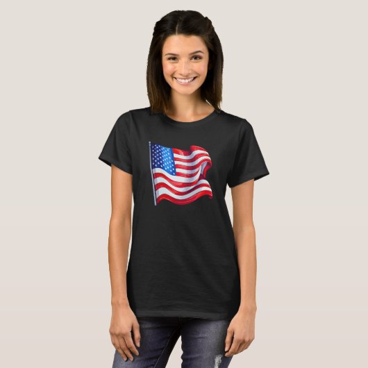 アメリカUSAフラッグ 女性用Tシャツ Tシャツ (正面フル)