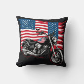 アメリクラシックカ国旗で飾られたオートバイ クッション (正面)