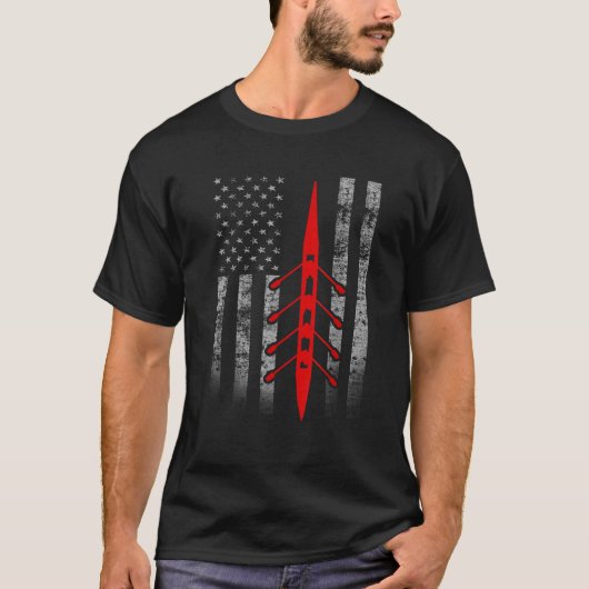 アメリクールカ国旗T Sのボート旗 Tシャツ (正面)