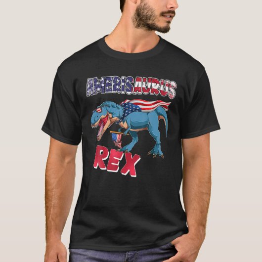 アメリサウルスレックス恐竜7月おもしろい子ボー4日 Tシャツ (正面)