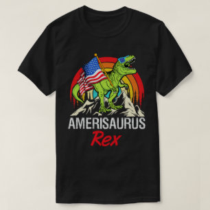 アメリザウルスレックス恐竜アメリカ国旗7月4日 Tシャツ