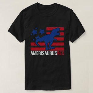 アメリザウルスレックス恐竜アメリカ国旗7月4日 Tシャツ