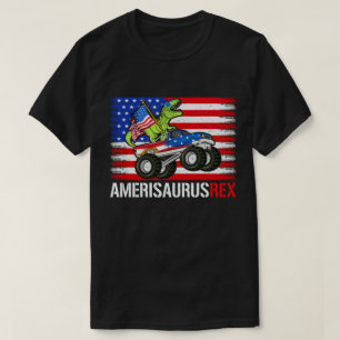 アメリザウルスレックス恐竜アメリカ国旗7月4日 Tシャツ