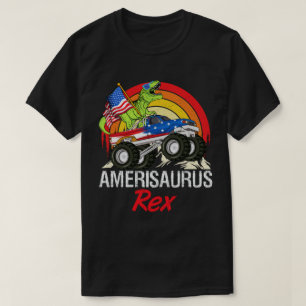 アメリザウルスレックス恐竜アメリカ国旗7月4日 Tシャツ