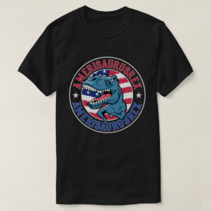 アメリザウルスレックス恐竜アメリカ国旗7月4日 Tシャツ