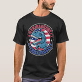 アメリザウルスレックス恐竜アメリカ国旗7月4日 Tシャツ (正面)
