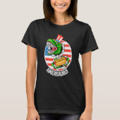 アメリザウルス食べアメリカ恐竜レックスのホットドッグL Tシャツ (正面)