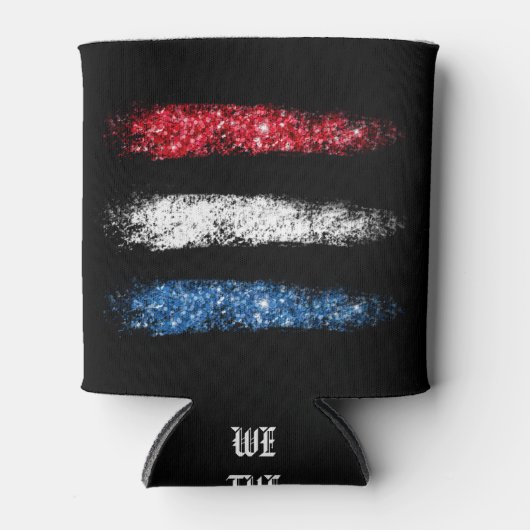 *~*アメリシンプルカ国旗の抽象芸術ブラシストローク 缶クーラー (正面)