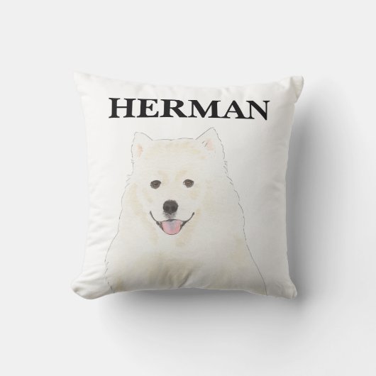 アメリパーソナライズされたカのエスキモサモエド犬 クッション (正面)