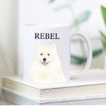 アメリパーソナライズされたカのエスキモサモエド犬 コーヒーマグカップ<br><div class="desc">私はアメリカのエスキモー犬やサモエイのこの美しく詳細な水色のイラストレーションに愛している！あなたの名前やモノグラムでセラミックマグカップをパーソナライズし、さらにハンドルの色を変更してあなたの装飾を補完！パーソナライズで「フォントツールを使用して編集」オプションを選択してデザインを変更する。私のコレクションの残りの部分を買って、最高の引っ越し祝いパーティー、ブライダルシャワー、先生、義母、夫、ボーイフレンド、秘密のサンタ、または買い物のための厳しいギフトのために！このアーティストに関する学詳しい作業や詳細については、www.theprintsprincess.comおよびwww.instagram.com/theprintsprincessを参照してください。</div>