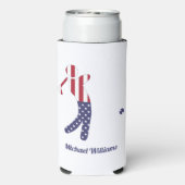 アメリパーソナライズされたカ国旗のゴルフプレーヤー スリム缶クーラー (Seltzer裏面)