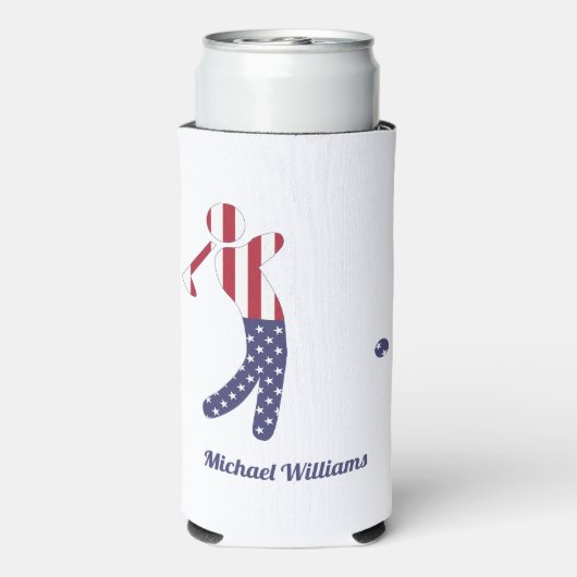 アメリパーソナライズされたカ国旗のゴルフプレーヤー スリム缶クーラー (Seltzer裏面)