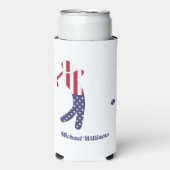 アメリパーソナライズされたカ国旗のゴルフプレーヤー スリム缶クーラー (Seltzer正面)