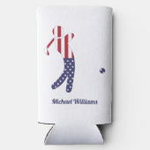 アメリパーソナライズされたカ国旗のゴルフプレーヤー スリム缶クーラー (裏面)