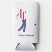 アメリパーソナライズされたカ国旗のゴルフプレーヤー スリム缶クーラー (正面)