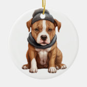 アメリパーソナライズされたカ（犬）スタッフォードテリアドッグ セラミックオーナメント (正面)