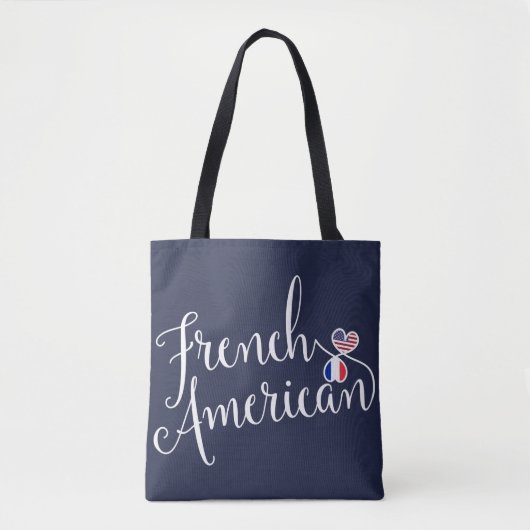 アメリフランスのカの絡み合ったハート買い物袋 トートバッグ (正面)