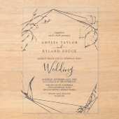 アメリモダンア素朴ボホエレガントフローラ結婚ズ アクリル招待状 (正面)