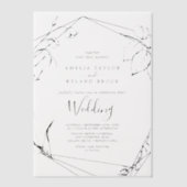 アメリモダンア素朴ボホエレガントフローラ結婚ズ ベラム紙招待状 (正面)