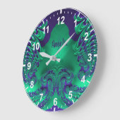 アメリー~うわー!フラクタルパターングリーンとパープル~ ラージ壁時計 (傾斜)