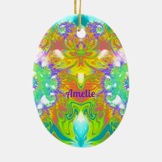 アメリー~イースター卵~フラクタル数々の色のかわいらし卵 セラミックオーナメント (裏面)