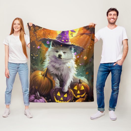 アメリ不気味カのエスキモハロウィーンの魔女とカボチャ フリースブランケット (インサイチュ)