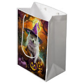 アメリ不気味カのエスキモハロウィーンの魔女とカボチャ ミディアムペーパーバッグ (正面アングル)