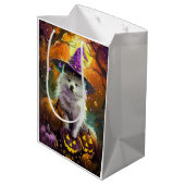 アメリ不気味カのエスキモハロウィーンの魔女とカボチャ ミディアムペーパーバッグ (裏面アングル)