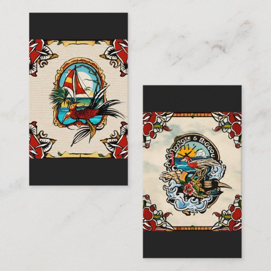 アメリ伝統的カのタトゥー写真 名刺 (正面/裏面)