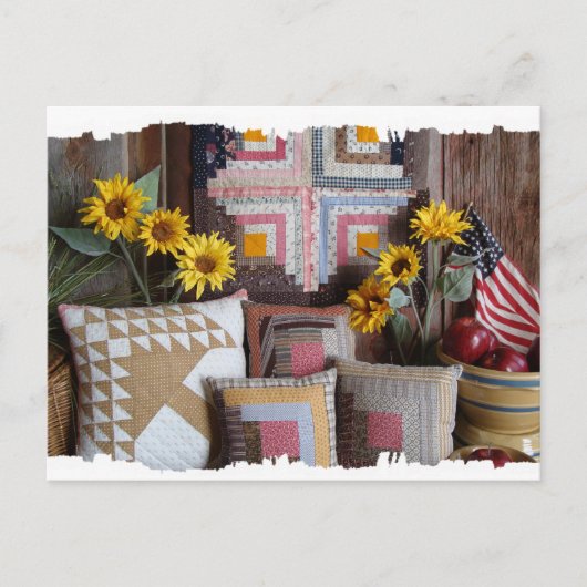 アメリ初期のカーナアンティークキルトハガキ ポストカード (正面)