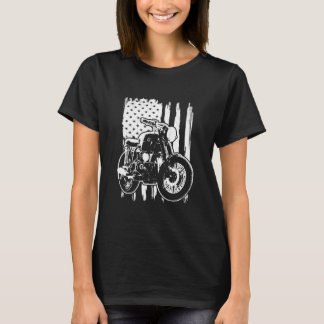 アメリ動揺してカ国旗のオートバイライダー Tシャツ