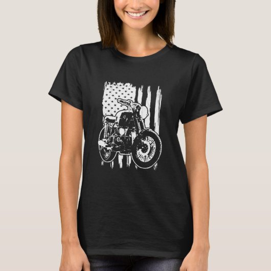 アメリ動揺してカ国旗のオートバイライダー Tシャツ (正面)