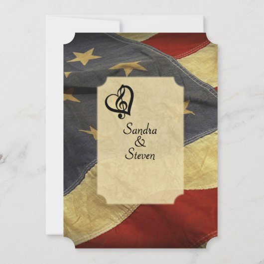 アメリ動揺してカ国旗の音楽結婚式招待状 招待状 (裏面)