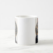 アメリ威厳のあるカのショートヘア猫(ブルーと金ゴールド) コーヒーマグカップ (中央)