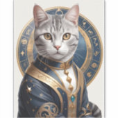 アメリ威厳のあるカのショートヘア猫(ブルーと金ゴールド) シール (正面)