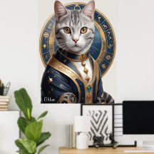 アメリ威厳のあるカのショートヘア猫(ブルーと金ゴールド)