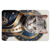 アメリ威厳のあるカのショートヘア猫(ブルーと金ゴールド) マグネット (横)