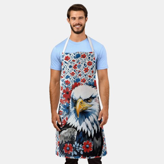 アメリ威厳のあるカのハゲ・イーグルフローラ エプロン (着用した状態)