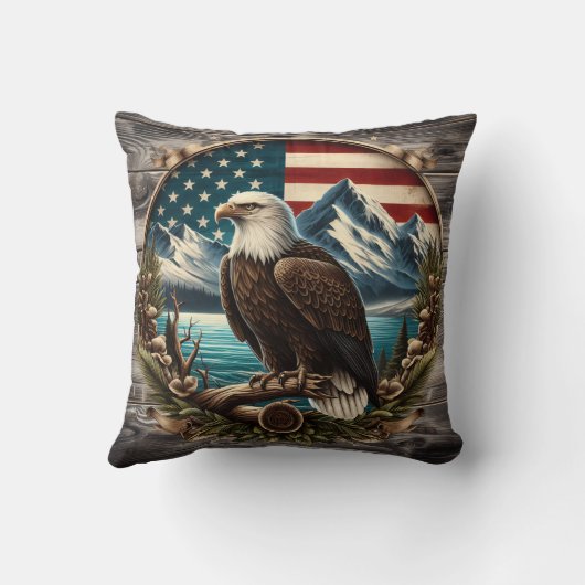 アメリ威厳のあるカの景観に対するワシ クッション (裏面)