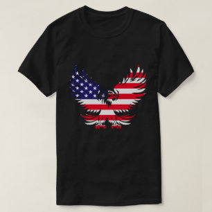 アメリ威厳のあるカ国旗のイーグルシルエット Tシャツ