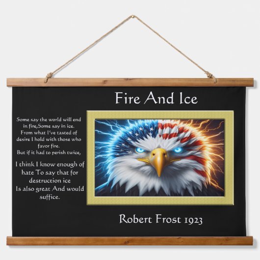 アメリ威厳のあるカ国旗の冠を持つワシ 吊り下げ型タペストリー (正面)