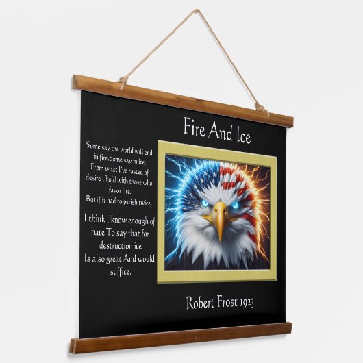 アメリ威厳のあるカ国旗の冠を持つワシ 吊り下げ型タペストリー (傾斜あり)